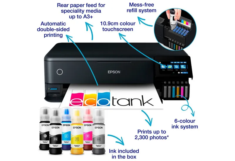 Epson Epson Tintenstrahl-Multifunktionsdrucker EcoTank ET-8550 schwarz – Produktbild 7 von 8