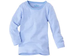 HANS NATUR Kinder Unterhemd Langarm Bio-Baumwolle hellblau-weiß gestreift Gr. 92 – Produktbild 1 von 1