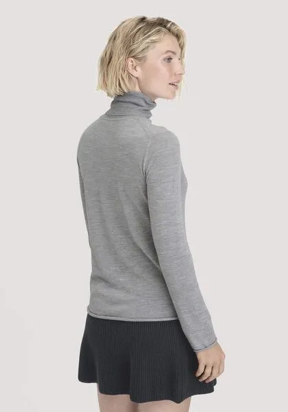 hessnatur hessnatur Strick Rollkragen Pullover Slim aus reiner Bio-Merinowolle, Hellgrau, – Produktbild 2 von 4