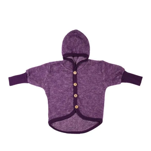 Cosilana Cosilana Baby Fleece-Jacke mit Kapuze kbT Wolle Bio Baumwolle, Lila-melange, – Produktbild 1 von 1