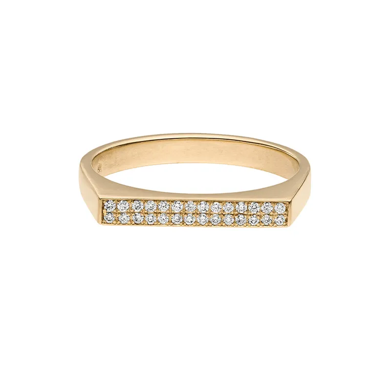 Maren Jewellery The Signet Essential Ring - 62 / 18K Gelbgold & Labordiamanten Pave – Produktbild 1 von 1