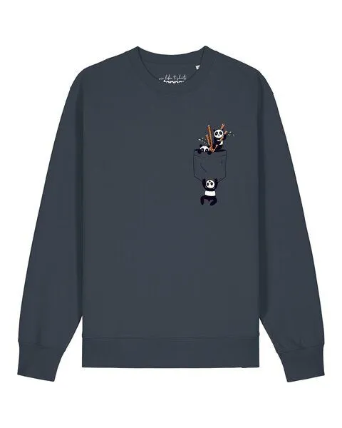 watapparel watapparel Sweatshirt Unisex Pocket Pandas, India ink grey, – Produktbild 1 von 2