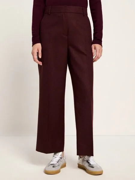 LANIUS LANIUS Verkürzte Hose mit Bügelfalte aus Bio-Schurwolle GOTS, Bordeaux (rot), – Produktbild 1 von 3