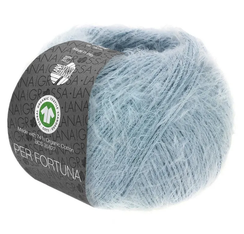 Lana Grossa Lana Grossa Per Fortuna GOTS Häkelwolle, 190 m, Blau|grau, – Produktbild 2 von 5