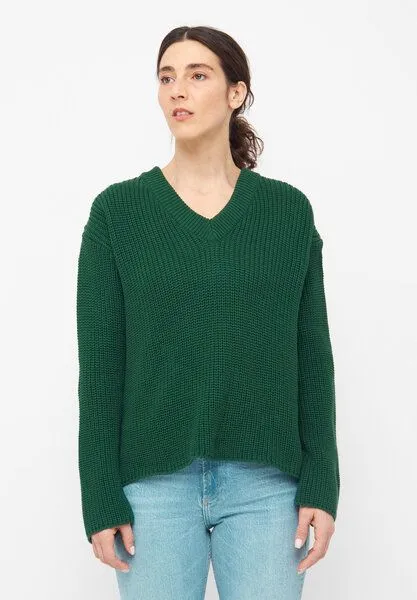 Givn Berlin Givn Berlin Damen Strickpullover mit V-Ausschnitt aus Bio-Baumwolle - ELSA, Cedar green, – Produktbild 1 von 4