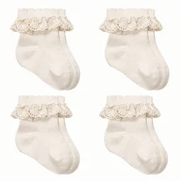 bistyle bistyle Baby Socken mit Spitze | Bio-Baumwolle | Nahtlose Zehen |4er Pack – Produktbild 1 von 1