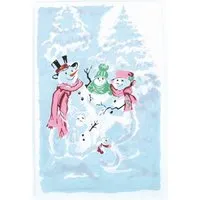 El Puente El Puente Weihnachtskarte "Schneemann-Familie" | Fair Trade & Handmade aus Indien, Blau,weiß, – Produktbild 1 von 1