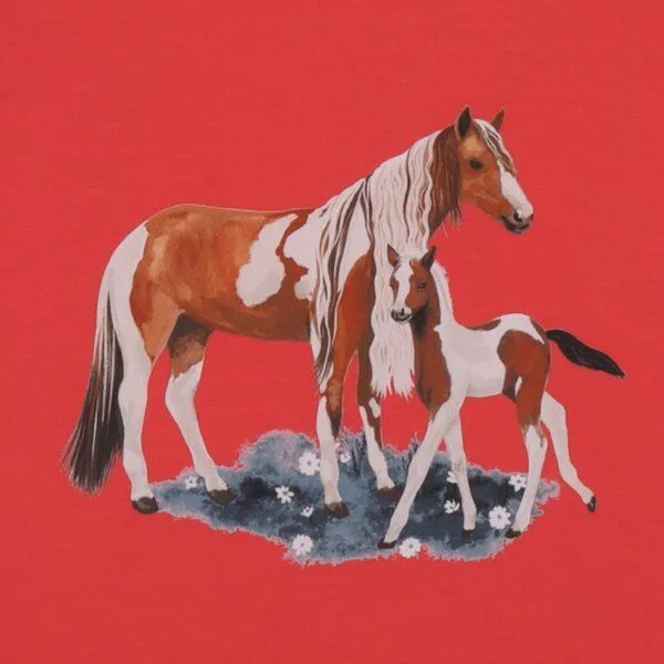 Walkiddy Walkiddy T-Shirt Rot Pferde-Frontprint Bio-Baumwolle GOTS – Produktbild 2 von 3