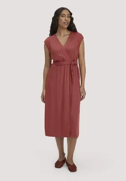 hessnatur hessnatur Gewebe Kleid mit Wickeloptik Midi aus reinem LENZING ECOVERO – Produktbild 1 von 1