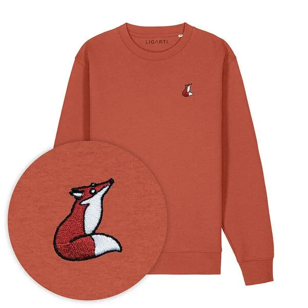 LIGARTI Bestickter Pullover – Valentina der Fuchs – LIGARTI Tiermanufaktur, Terracotta, – Produktbild 1 von 4