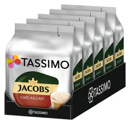 Tassimo Tassimo Kaffee Kapseln Jacobs Café Au Lait T Discs 5 x 16 Getränke, (Packung, 5er Pack) – Produktbild 1 von 1