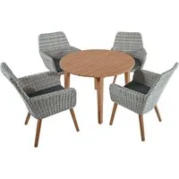 Gartenmöbel-Set "RAPALLO/ARVADA" 5-tlg. 1 Tisch Akazie, 4 Sessel Kunststoffgeflecht grau – Produktbild 1 von 1