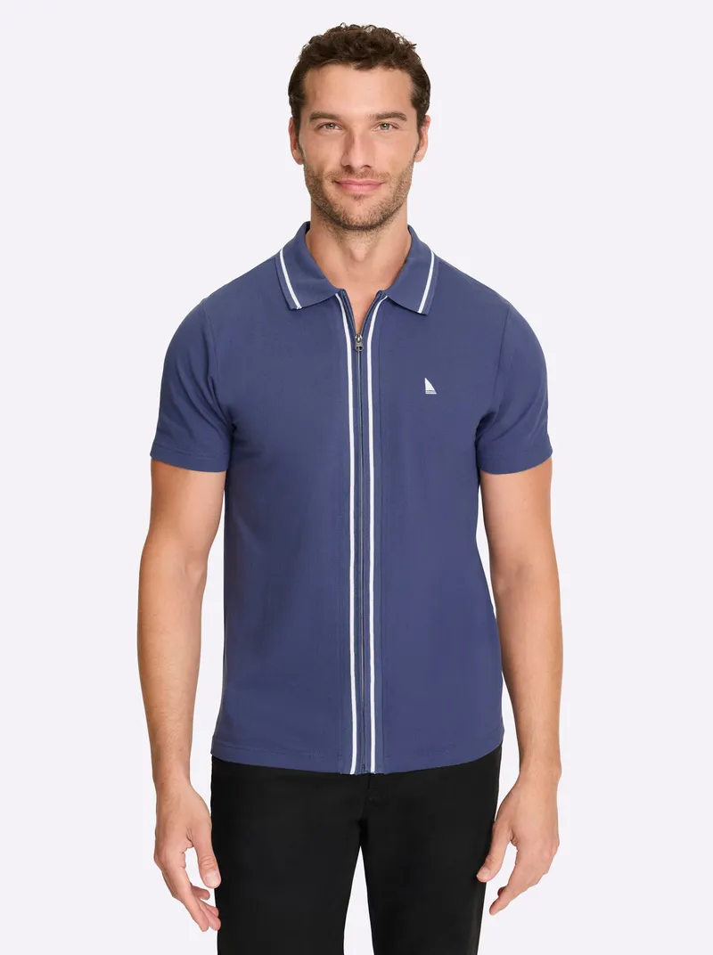 Catamaran Kurzarmshirt rauchblau-weiß, Rauchblau-weiß, – Produktbild 2 von 3