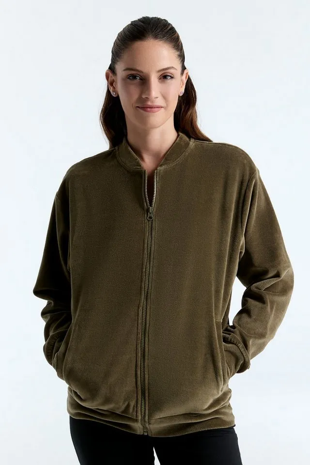 Leela Cotton Leela Cotton Sweatjacke Unisex Jacke, Grün, – Produktbild 2 von 5
