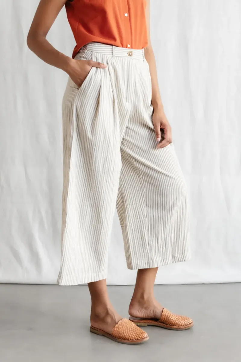 Jyoti - Fair Works Jyoti - Fair Works Damen vegan Culotte AWAsi Grau/Weiß, Weiß, – Produktbild 2 von 2