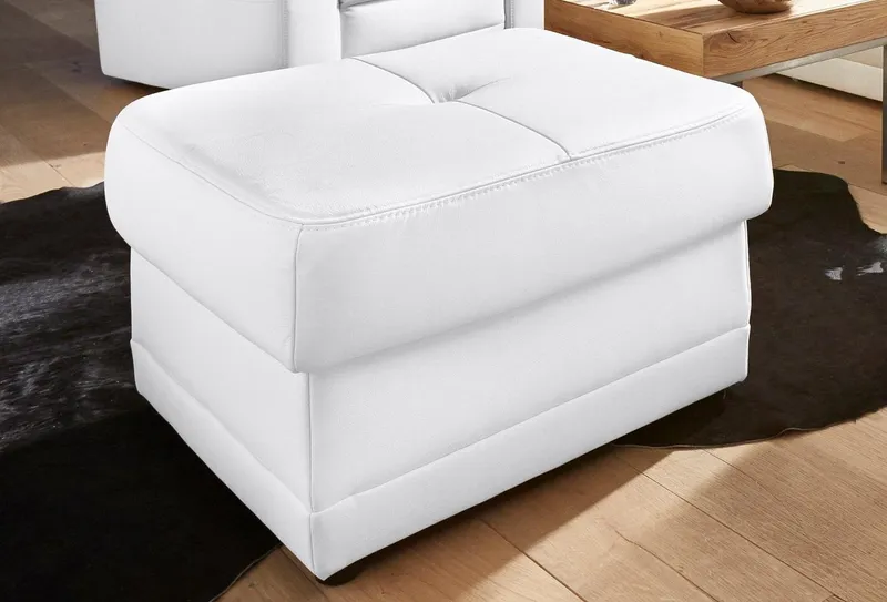 exxpo - sofa fashion Hocker Lotos komfortabler Hocker mit tollen Verarbeitungsdetails, Weiß, – Produktbild 2 von 4