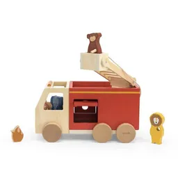 TRIXIE Trixie – WOODEN FIRE TRUCK – Feuerwehrauto aus Holz mit Tieren – Produktbild 1 von 1
