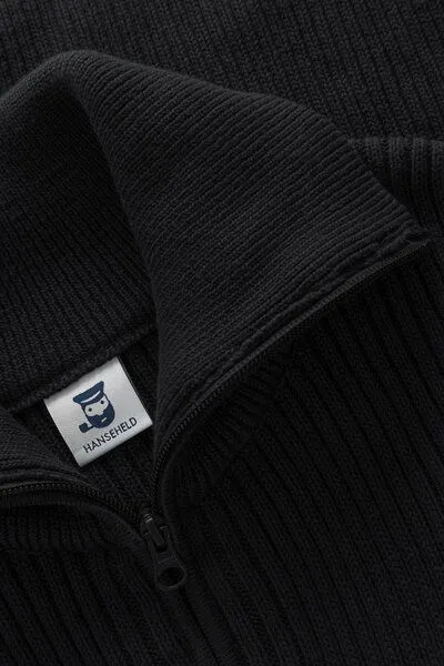 Hanseheld Hanseheld Troyer Baumwolle GOTS Herren Troyer-Pullover Bio, Schwarz, – Produktbild 4 von 4