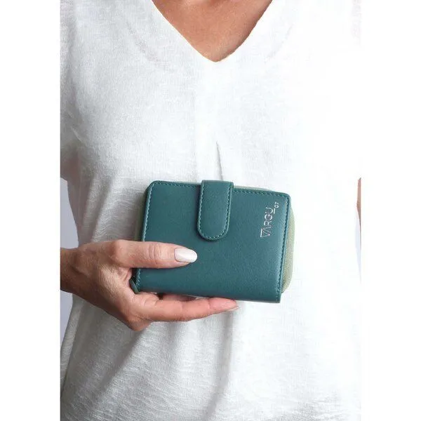 Vargu Vargu Echtleder Geldbörse VINEM 1-A, Teal green - sage green, – Produktbild 3 von 4