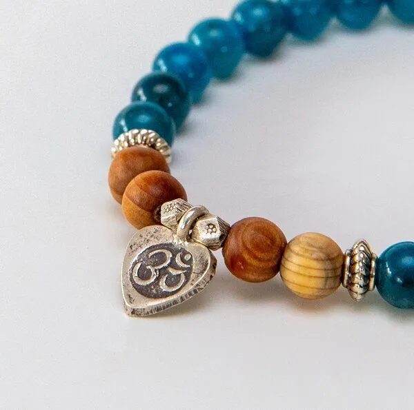 Divasya Divasya Armband "OM Love" aus echten Natursteinen & Sandelholz mit 925 Silber, Blau, – Produktbild 3 von 3