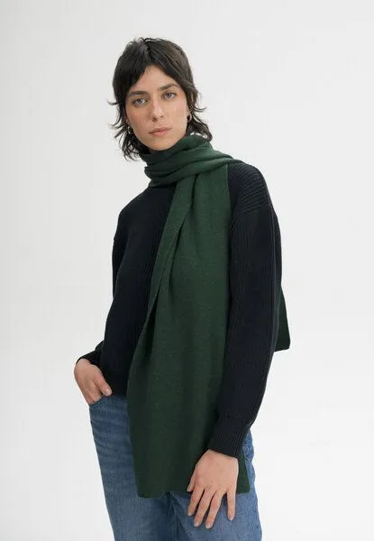 MELA MELA Jacquard Strick Schal Style ASMEE aus 100% Bio-Baumwolle, Deep forest melange, – Produktbild 2 von 4