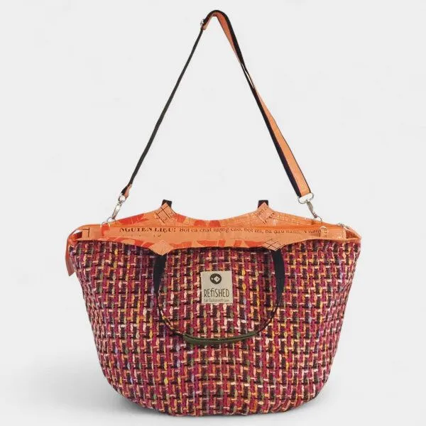 REFISHED fair fashion e.U. REFISHED fair fashion e.U. SOULMATE TWEED ZIP Tasche, #tweed zip pink / #fish orange-schwarz, – Produktbild 2 von 4