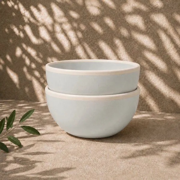 Good To Give Good To Give Keramik Schalen Set aus Steingut, 2er Geschirrset | Schüssel & Bowl für Müsli, Suppe und Ramen | hochgebrannt | Salzweiß – Produktbild 2 von 3