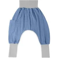Mababu Mababu Musselin Pumphose | GOTS-zertifiziert | Bio-Baumwolle | Größen 1-5 Jahre | 4 Farben, Indigo blue/grey, – Produktbild 1 von 1