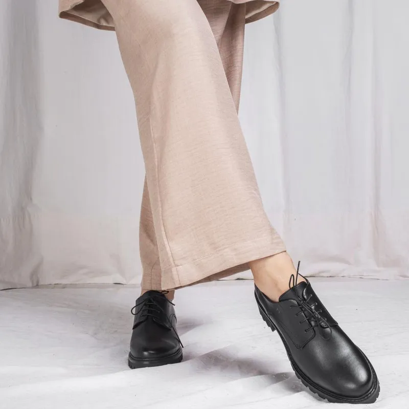 NAE NAE Damen vegan Derby Schuhe Moe Schwarz, Schwarz, – Produktbild 2 von 2