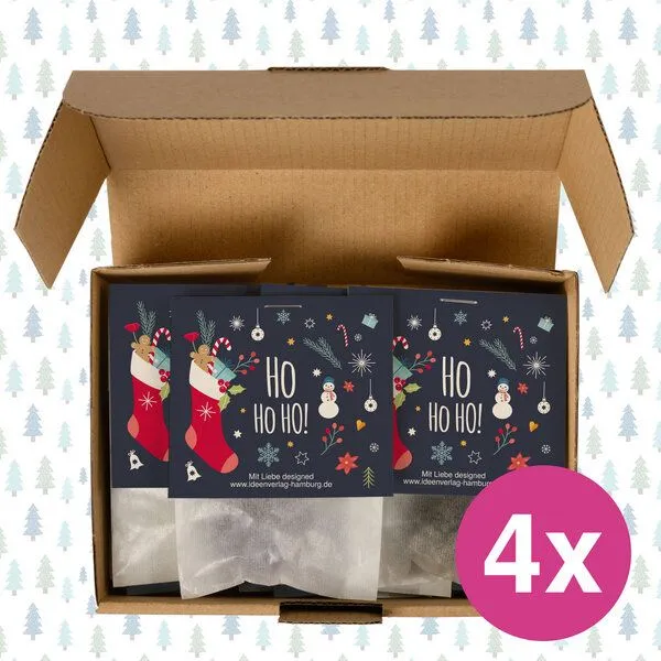 Ideenverlag Hamburg Ideenverlag Hamburg 4x „HoHoHo“ Samenbomben im Tütchen mit Kaltkeimer-Saatgut + 4x Geschenk Grußkarten – Produktbild 4 von 6