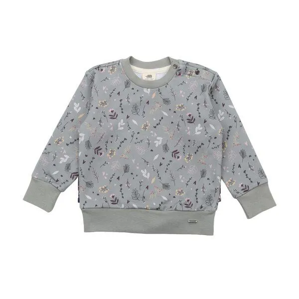 Walkiddy Bio-Baumwolle Kinder Sweatshirt 'Tiny Flowers' Grün - GOTS Zertifiziert, Allergikerfreundlich, Nachhaltig von Walkiddy, Grün, – Produktbild 1 von 3