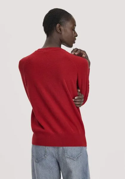 hessnatur hessnatur Strick Pullover Relaxed aus Cashmere mit Recycling-Anteil, Winterrot, – Produktbild 2 von 4