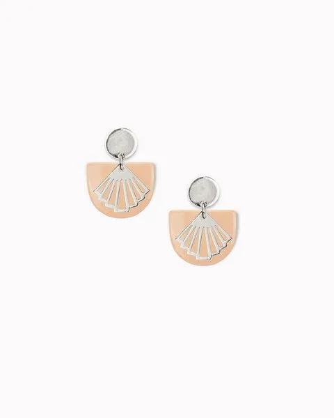 lille mus lille mus Ohrstecker 'Halbkreis Fächer' aus Porzellan und 925 Silber, Apricot, – Produktbild 4 von 6