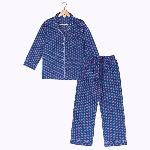 KIKOONI KIKOONI Baumwoll Pyjama "Sleepy K", Indigo bloom, – Produktbild 3 von 4