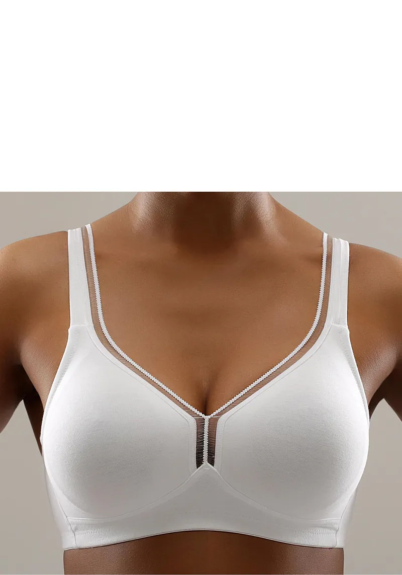 petite fleur by Lascana T-Shirt-BH mocha-mousse+weiß, Mocha-mousse+weiß, – Produktbild 3 von 3