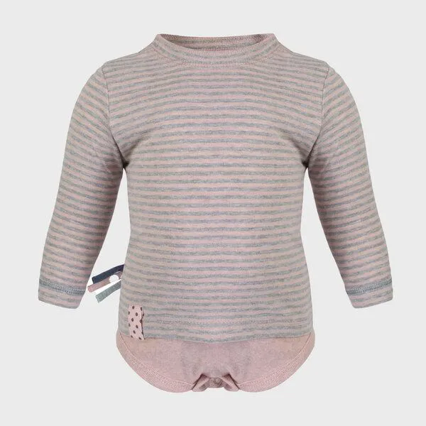 OrganicEra Baby Langarm T-shirt Body, gestreift 'OrganicEra' aus Bio Baumwolle, Rose melange (rose), – Produktbild 1 von 4