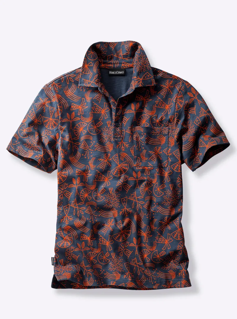marco donati Kurzarmshirt dunkelblau-bedruckt, Dunkelblau-bedruckt, – Produktbild 2 von 2