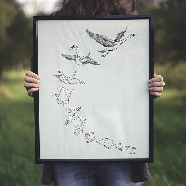 LIGARTI Kunstdruck »Origami Schwan« von LIGARTI | A4, A3 oder A2 | Wandbild | Poster | Kunst – Produktbild 4 von 4