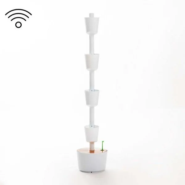CitySens CitySens Vertikaler Blumentopf mit Wifi-Selbstbewässerung 4 Blumentöpfe, Weiss, – Produktbild 4 von 4