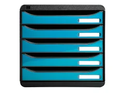 Exacompta Exacompta Schubladenbox "Iderama", DIN A4+, 5 Schubladen offen, türkis glänzend – Produktbild 1 von 1