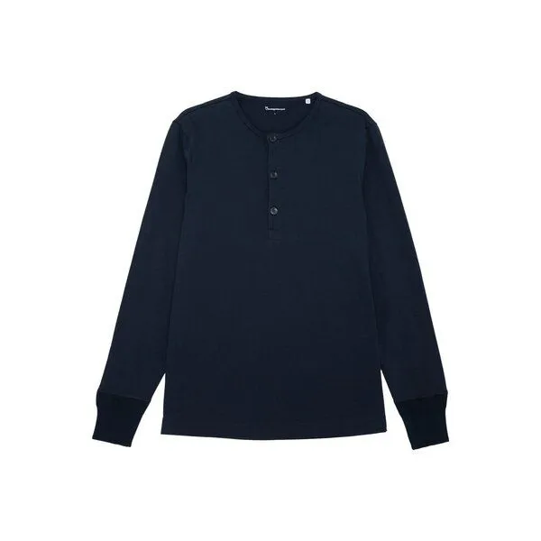 KnowledgeCotton Apparel KnowledgeCotton Apparel Sweatshirt - BO long sleeve henley - aus Bio-Baumwolle, Blau (total eclipse), – Produktbild 4 von 6