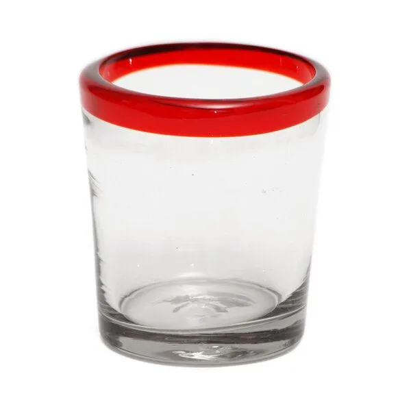 GLOBO Fair Trade GLOBO Fair Trade Trinkglas TRAPEZ aus Recyclingglas, mundgeblasen, verschiedene Designs, Roter rand, – Produktbild 1 von 1