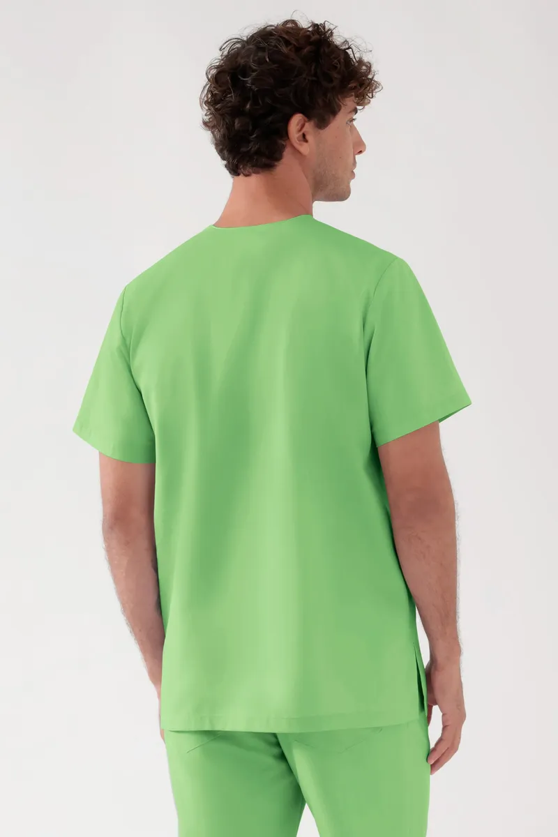 TENCEL™ Schlupfkasack Herren - V-Ausschnitt, apfelgrün - Berufsbekleidung.de, Apfelgrün, – Produktbild 1 von 1