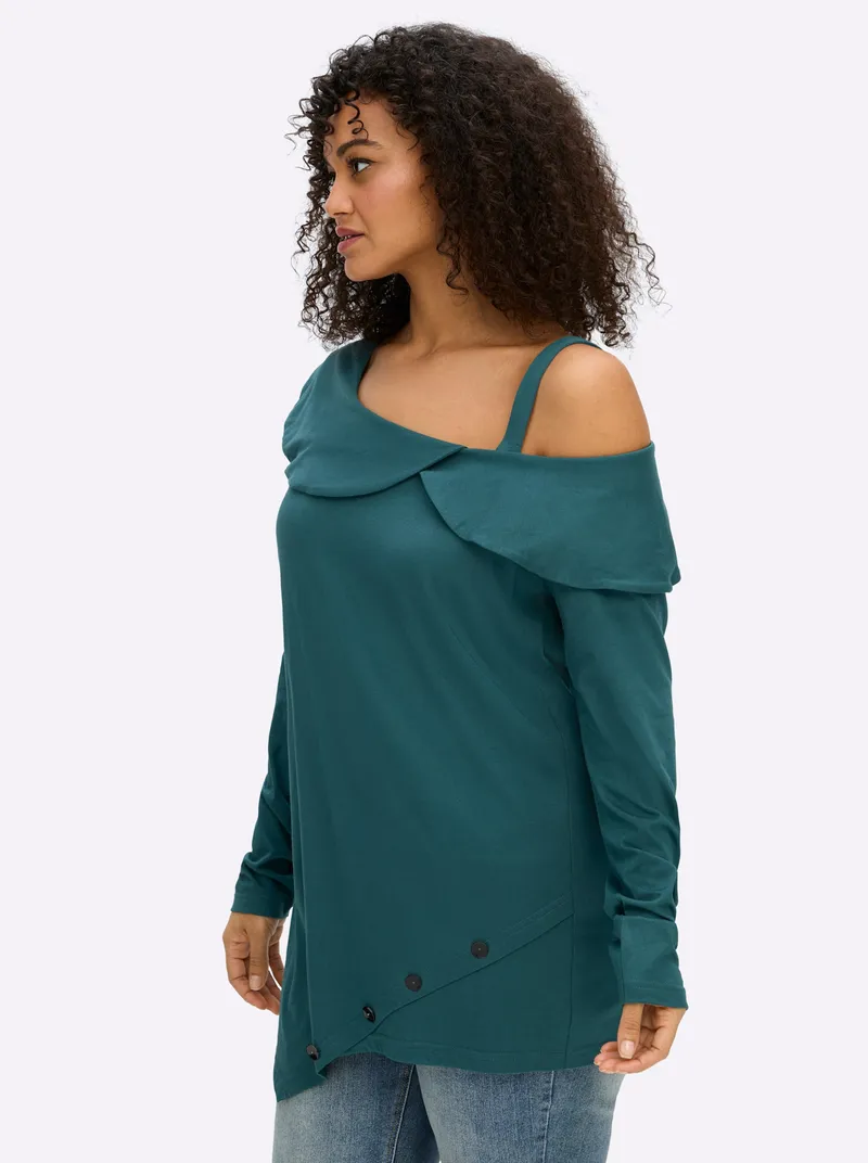 sheego by Joe Browns Langarmshirt, Petrol, – Produktbild 2 von 2