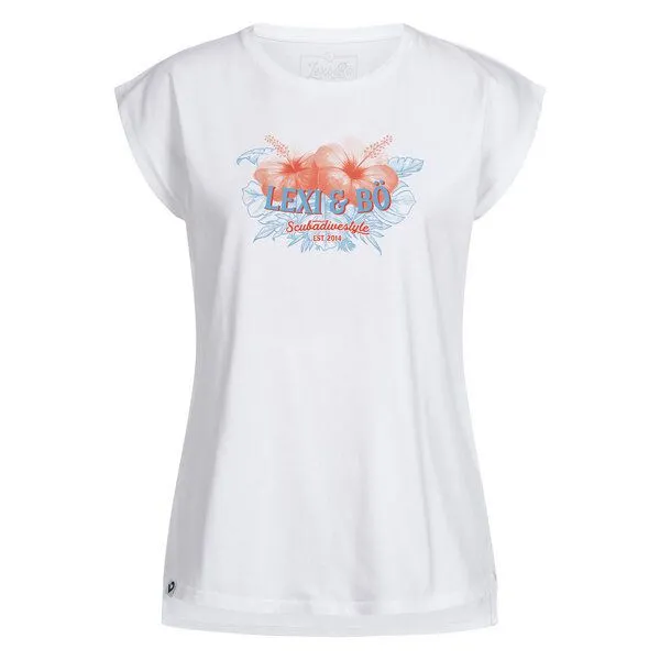 Lexi&Bö Lexi&Bö Tropical Flowers Beach Shirt Damen, Weiß, – Produktbild 1 von 2