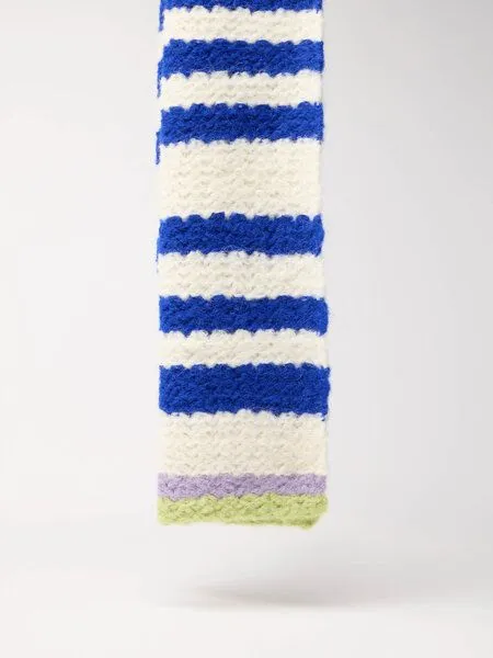 LANIUS LANIUS Streifenschal aus Alpakawolle, Electric blue/off white, – Produktbild 3 von 4