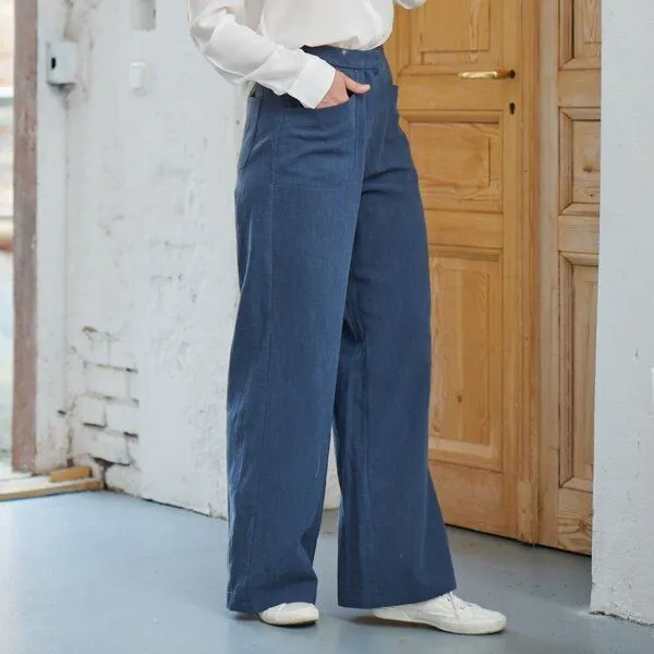 CON_STANT CON_STANT Hose 100% Ramie, Bluepetrol, – Produktbild 2 von 3