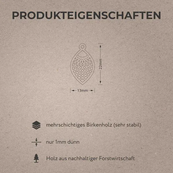 feinformart feinformart Ohrhänger aus Holz - Leaf, Green, – Produktbild 5 von 5