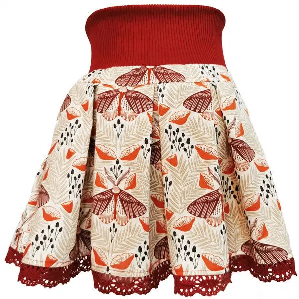 liebewicht liebewicht Faltenrock Rock bunt gemustert für Mädchen aus Biobaumwolle, Bunt rot, – Produktbild 4 von 6