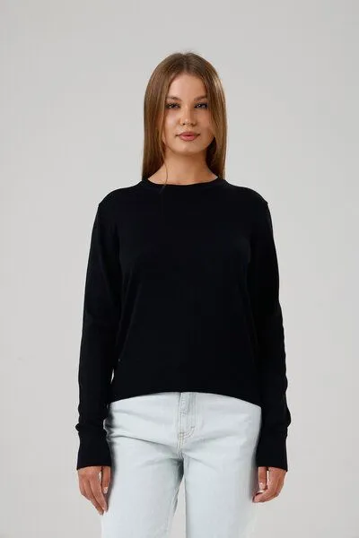 GORG GORG Damen Strickpullover mit Rundhalsausschnitt, Schwarz, – Produktbild 1 von 4